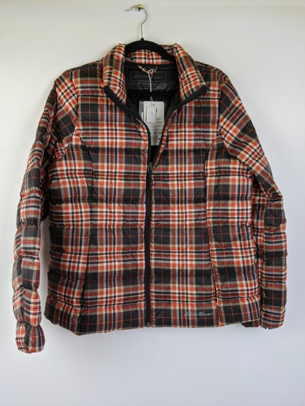 Eddie Bauer Duck Down Jacket Womens Size Large Cirruslite Plaid 650 NEW NWT